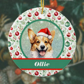 Schattigee Corgi Art met Santa Hat en Ornamenten