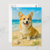 Schattigee Corgi Beach Lighthouse Welsh Queen Brie Briefkaart (Voorkant / Achterkant)