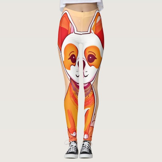 Schattigee Corgi-Cartoon Leggings (Voorkant)