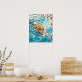 Schattigee Corgi Chill in Water Poster (Keuken)