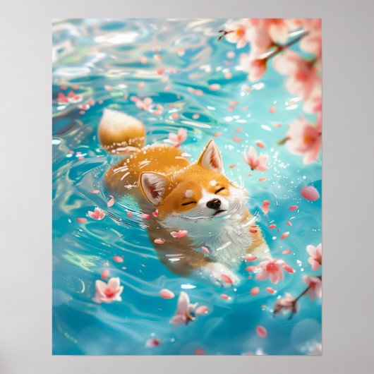 Schattigee Corgi Chill in Water Poster (Voorkant)