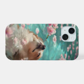 Schattigee Corgi Chill in zwembad iPhone 15 Case (Achterkant horizontaal)