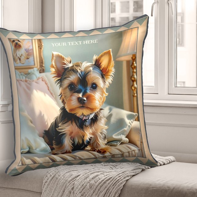 Schattigee Corgi Dog Animal Art Kussen (Pillow featuring a painting of a cute Corgi dog on a sofa. Beautiful for a dog lover.)