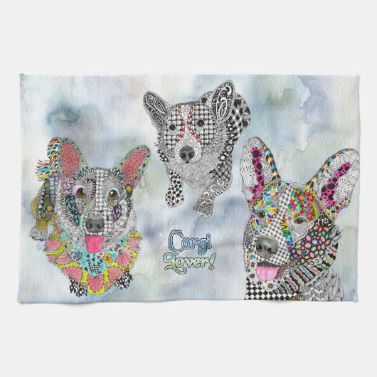 Schattigee Corgi Dog Assortiment Keuken Handdoek (Horizontaal)
