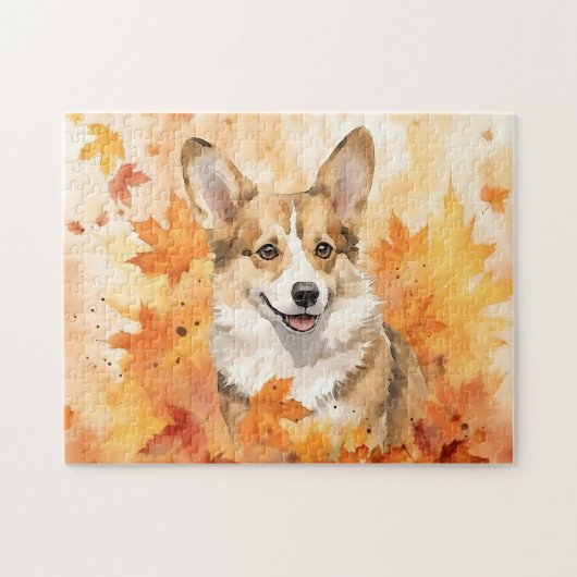 Schattigee Corgi Dog/Autumn/Herfst Legpuzzel (Horizontaal)