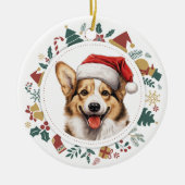 Schattigee Corgi Dog Christmas Afbeeldingen krans Keramisch Ornament (Voorkant)