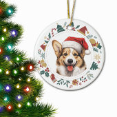 Schattigee Corgi Dog Christmas Afbeeldingen krans Keramisch Ornament