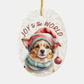 Schattigee Corgi Dog Joy to the World Keramisch Ornament (Voorkant)