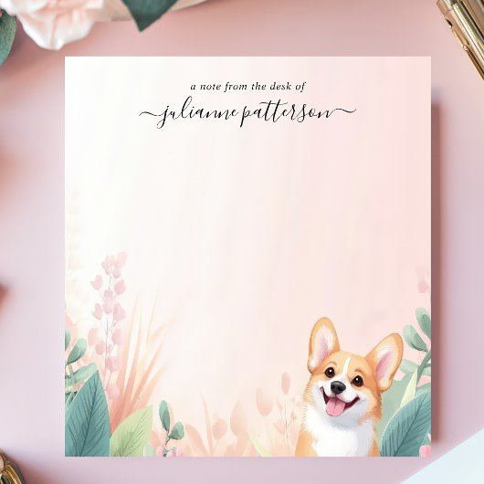 Schattigee Corgi Dog Tropical Foliage Persoonlijke Notitieblok
