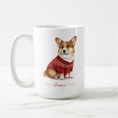 Schattigee Corgi Dog Waterverf Gepersonaliseerde K Koffiemok (Links)