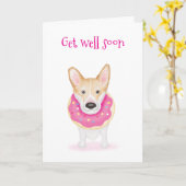 Schattigee corgi dragen van een nek donut krijgen  kaart (Gele Bloem)