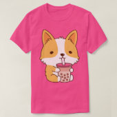 Schattigee Corgi Drink Bubble Tea T-shirt (Design voorkant)