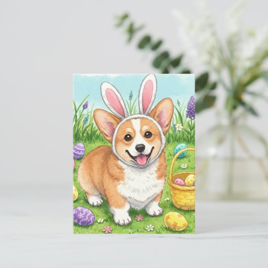 Schattigee Corgi Easter Eggs Briefkaart (Staand voorkant)