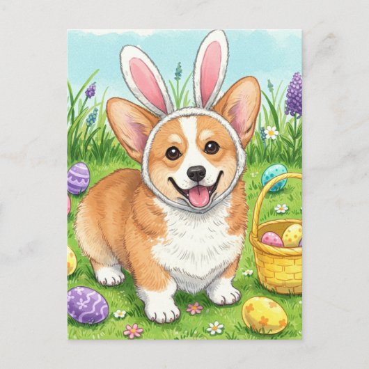 Schattigee Corgi Easter Eggs Briefkaart (Voorkant)