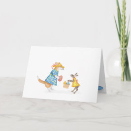 Schattigee corgi en haas paaskaart kaart