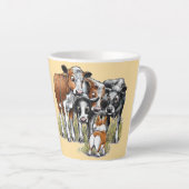 Schattigee Corgi en Koeien Latte Mok (Rechterhoek)