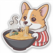 Schattigee Corgi Eten Ramen Sticker - Schattige Do (Voorkant)
