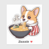Schattigee Corgi Eten Ramen Sticker - Schattige Do (Vel)