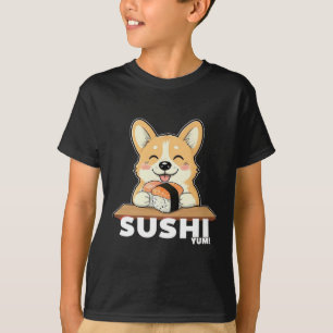 Schattigee Corgi Eten Sushi - Kawaii Food Lover De T-shirt