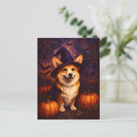 Schattigee Corgi Happy Halloween Briefkaart Postcr (Staand voorkant)