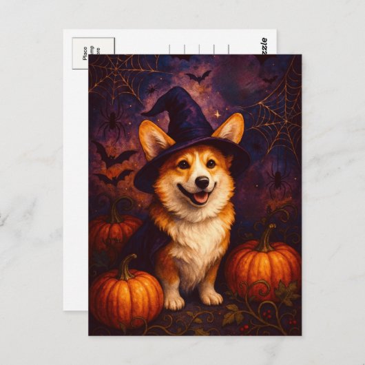Schattigee Corgi Happy Halloween Briefkaart Postcr (Voorkant / Achterkant)