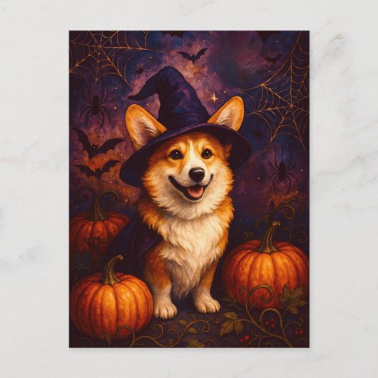 Schattigee Corgi Happy Halloween Briefkaart Postcr (Voorkant)