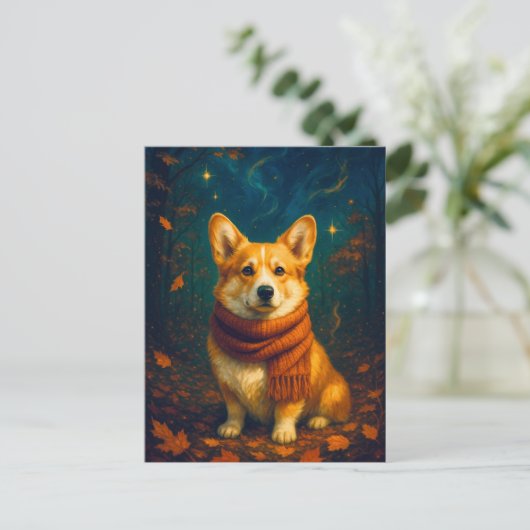 Schattigee Corgi Happy Herfst Autumn Park Briefkaa Briefkaart (Staand voorkant)