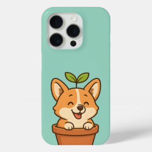 Schattigee Corgi in Plant Pot – Kawai Dog Telefoon iPhone 15 Pro Case