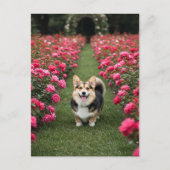 Schattigee Corgi in Rozen Briefkaart (Voorkant)