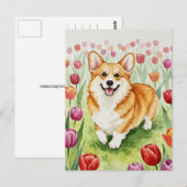 Schattigee Corgi in Tulpen Briefkaart (Voorkant / Achterkant)
