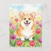 Schattigee Corgi in Tulpen Briefkaart (Voorkant)