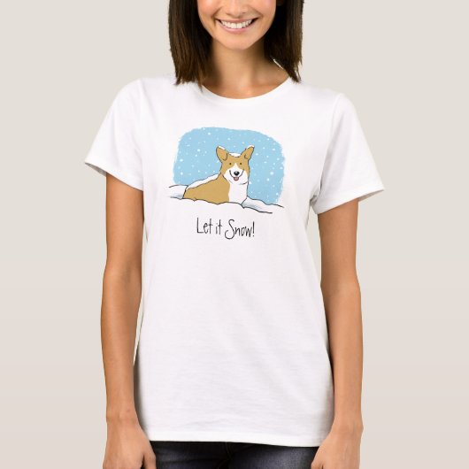 Schattigee Corgi Let It Snow Holiday | Hondenliefh T-shirt (Voorkant)