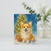 Schattigee Corgi Merry Happy Christmas Tree Briefk Briefkaart (Staand voorkant)
