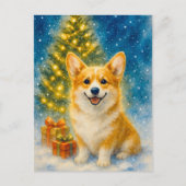 Schattigee Corgi Merry Happy Christmas Tree Briefk Briefkaart (Voorkant)
