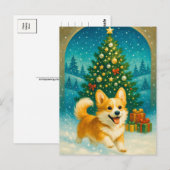 Schattigee Corgi Merry Happy Christmas Tree Briefk Briefkaart (Voorkant / Achterkant)