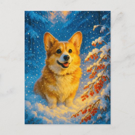 Schattigee Corgi Merry Happy Christmas Tree Briefk Briefkaart (Voorkant)