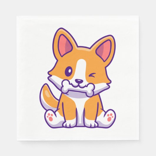 Schattigee Corgi met bot Servet (Voorkant)