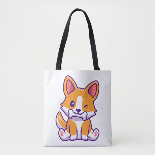 Schattigee Corgi met bot Tote Bag (Voorkant)