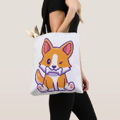 Schattigee Corgi met bot Tote Bag (Dichtbij)