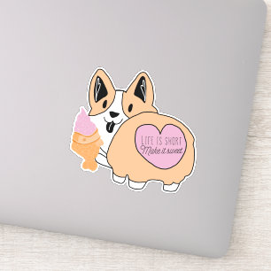 Schattigee Corgi met Ice Cream Funny Sticker