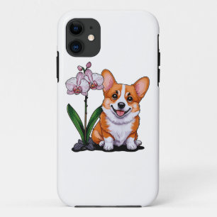Schattigee Corgi met Orchidea Case-Mate iPhone Case