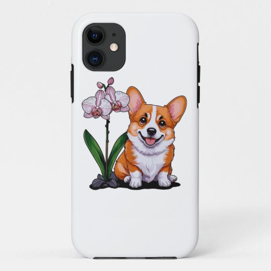 Schattigee Corgi met Orchidea Case-Mate iPhone Case (Achterkant)