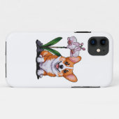 Schattigee Corgi met Orchidea Case-Mate iPhone Case (Achterkant (horizontaal))