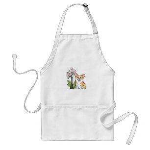 Schattigee Corgi met Orchidea Standaard Schort