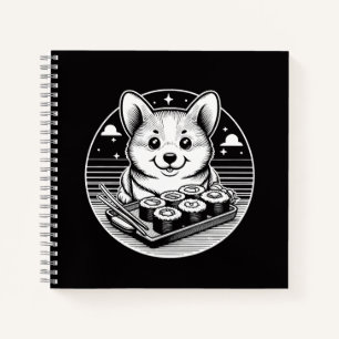 Schattigee Corgi met Sushi Kawaii Dieren Notitieboek