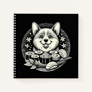 Schattigee Corgi met Sushi Kawaii Dieren Notitieboek