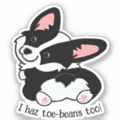 Schattigee Corgi met teen-bonen Sticker (Voorkant)