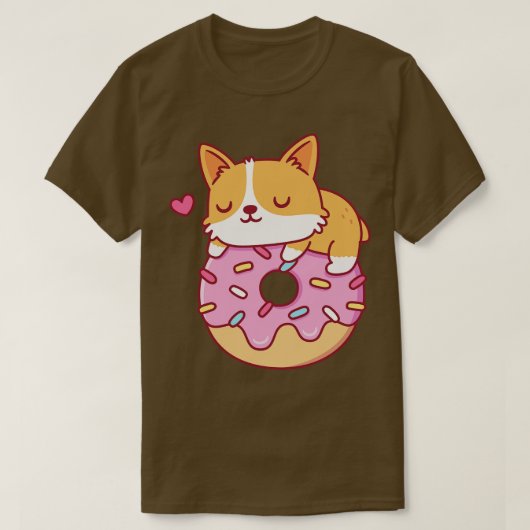 Schattigee Corgi op Donut Funny T-shirt (Design voorkant)