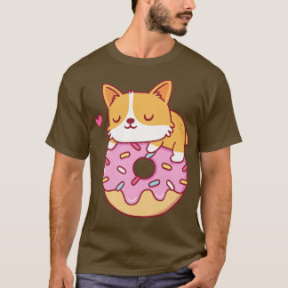 Schattigee Corgi op Donut Funny T-shirt