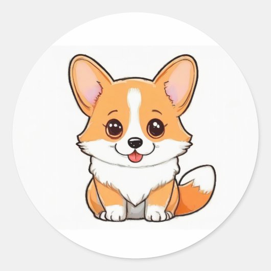 Schattigee Corgi op witte achtergrond Sticker (Voorkant)